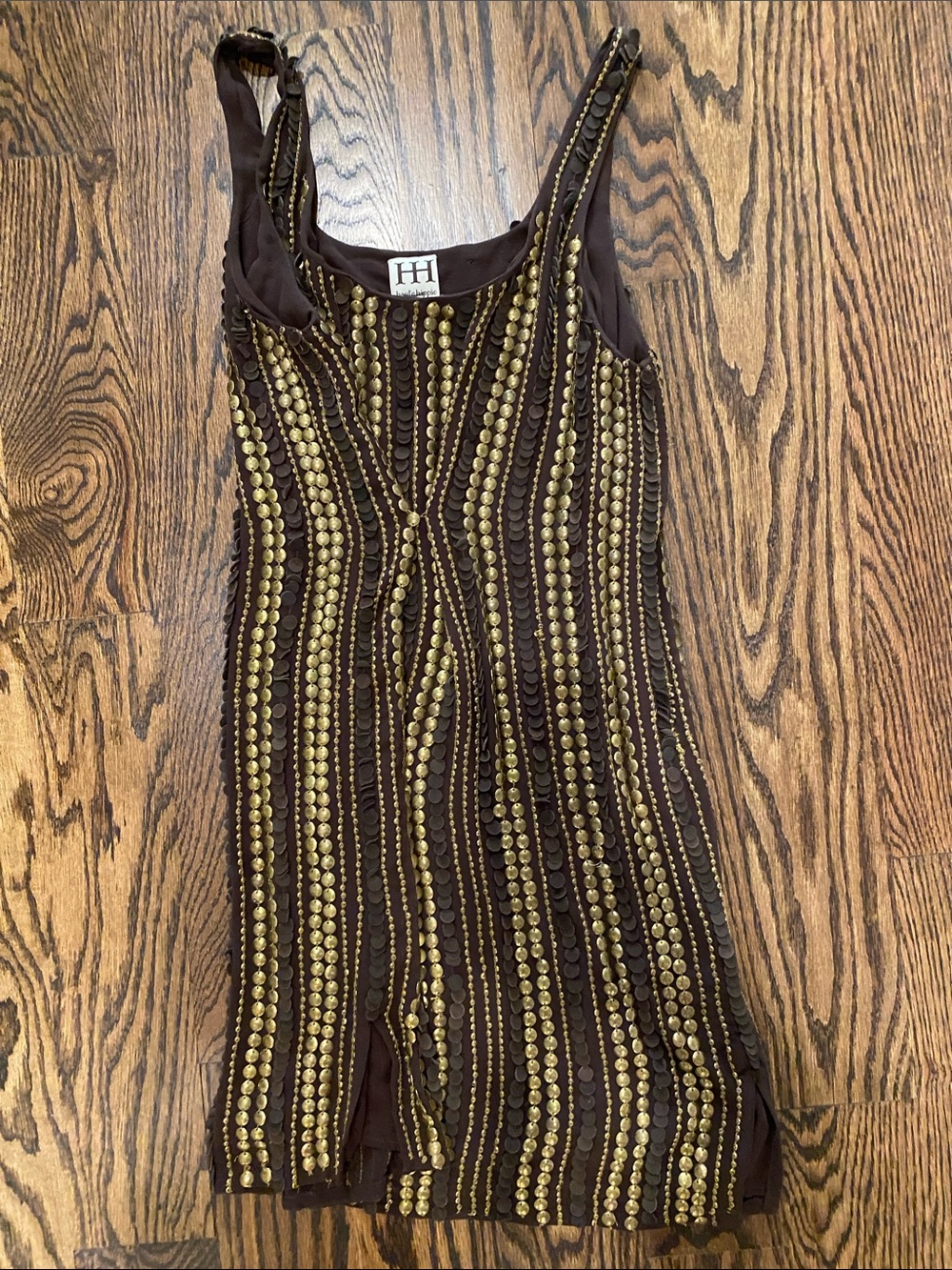 Haute Hippie Brown Dress with Gold Sequin Detail